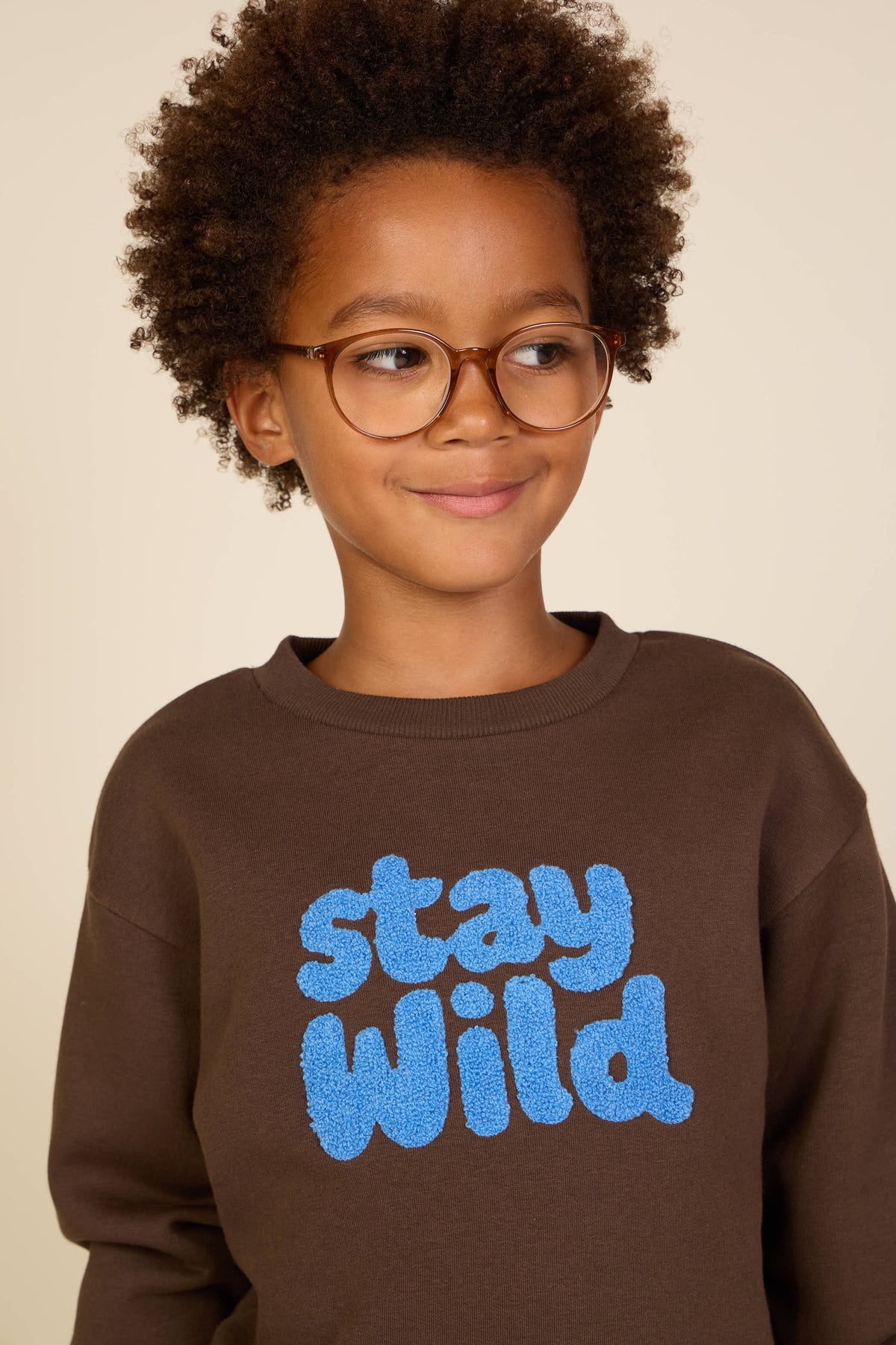 Front Print Crew Neck Sweatshirt - Tween - Dark Brown | 101623 Joel