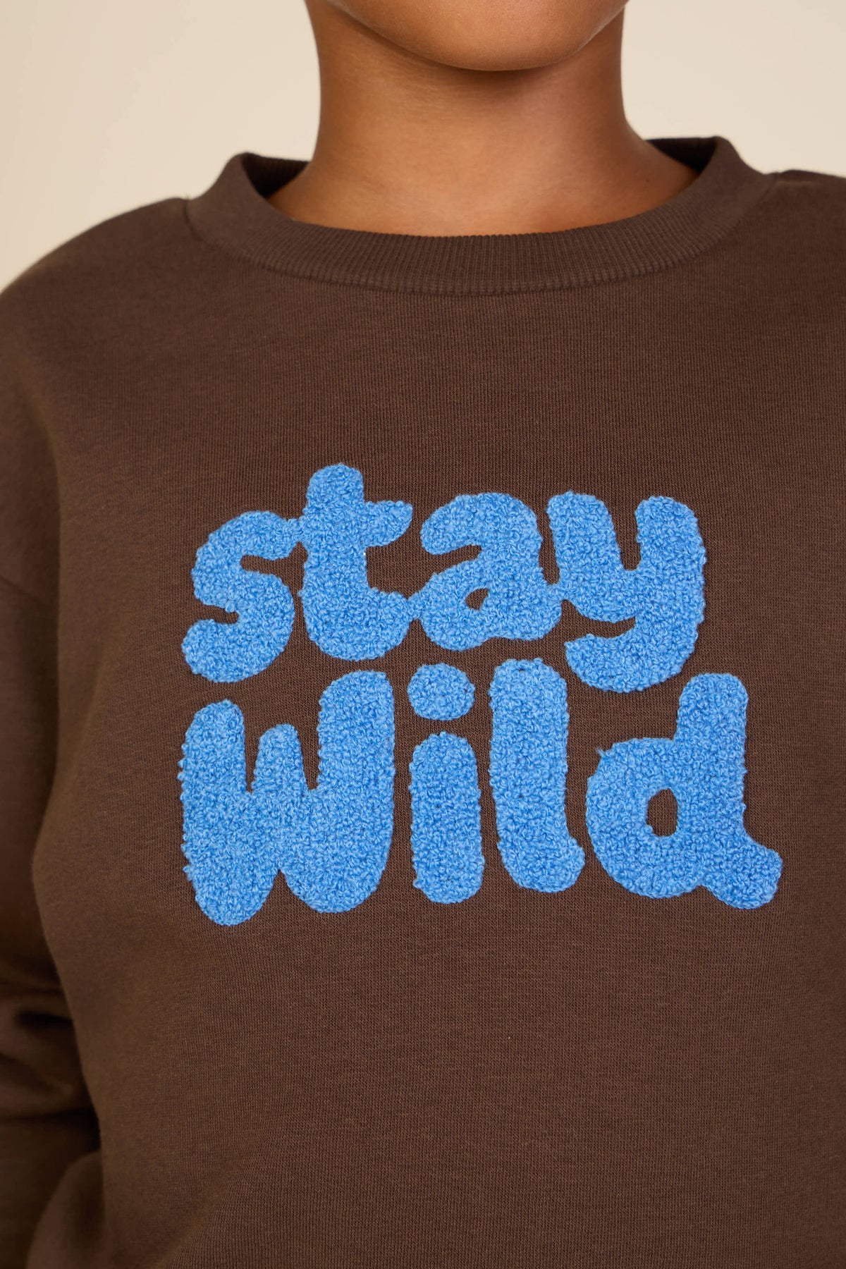 Front Print Crew Neck Sweatshirt - Kids - Dark Brown | 101622 Joel