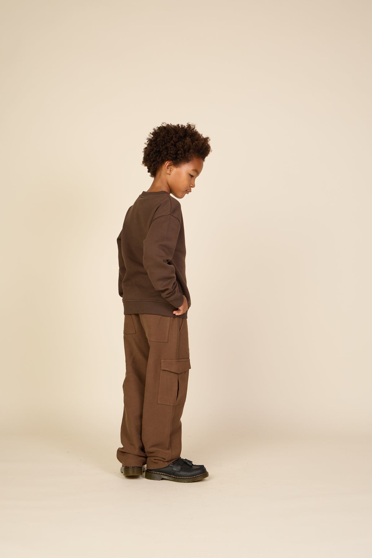 Front Print Crew Neck Sweatshirt - Tween - Dark Brown | 101623 Joel