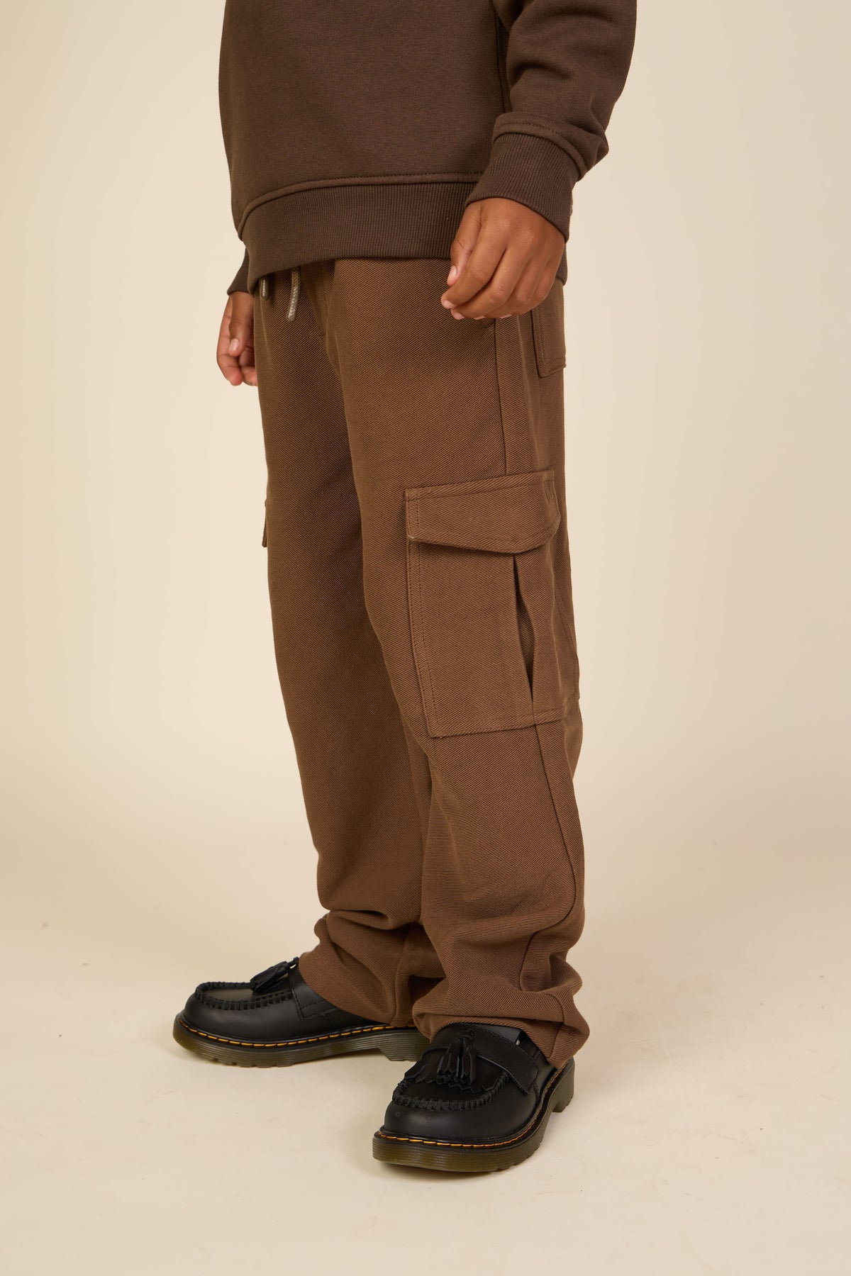 Textured Sweat Cargo Joggers - Tween - Brown | 101512 Wilder