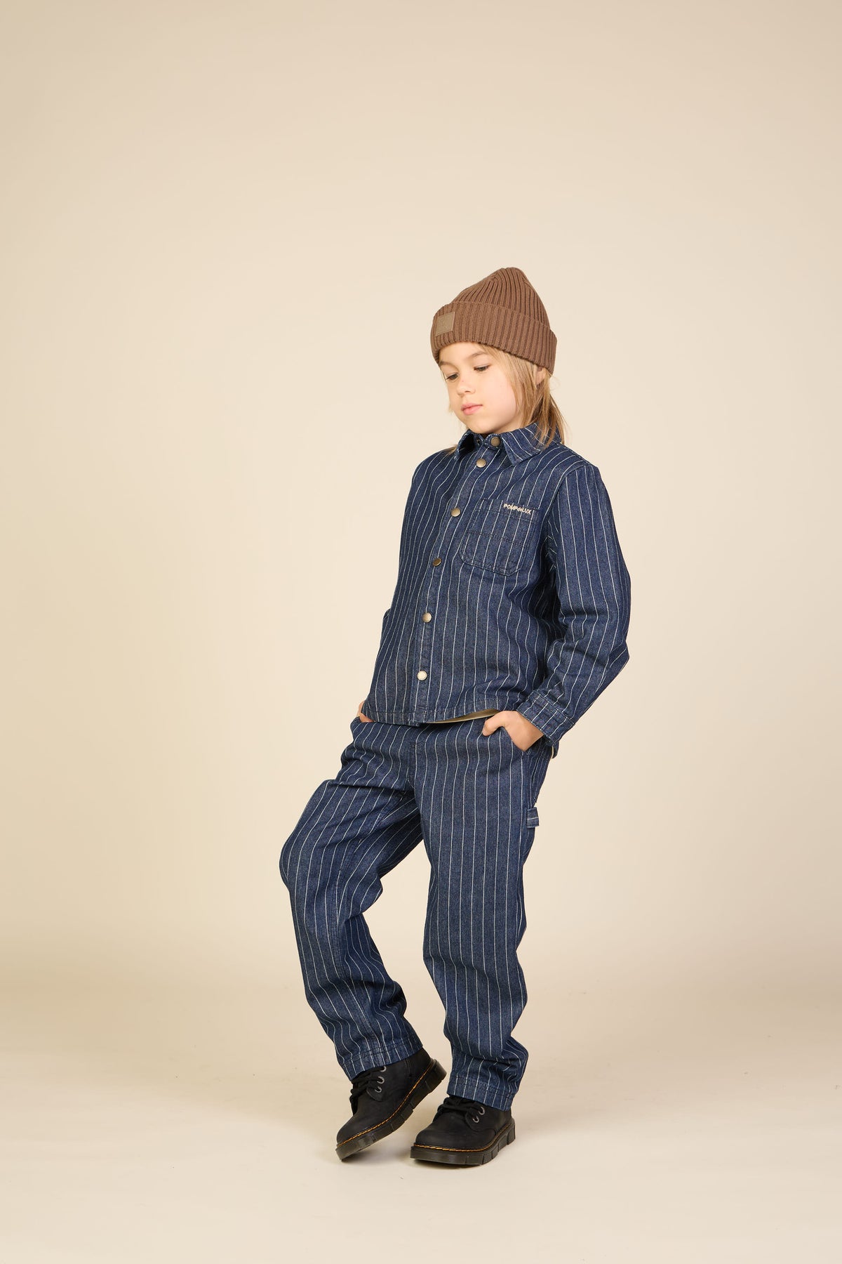 Pinstripe Denim Overshirt - Tween - Dark Blue | 101515 Austin