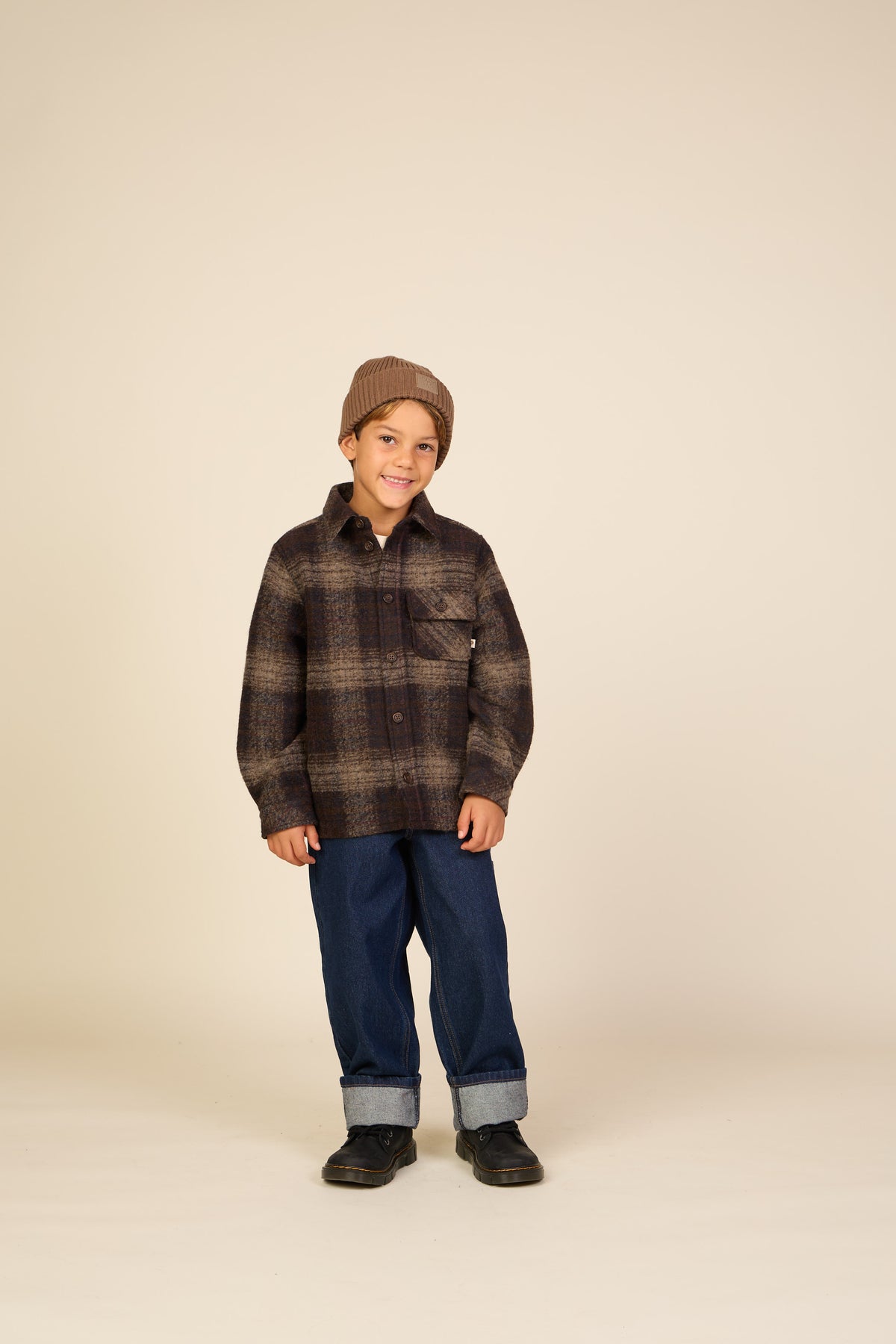 Plaid Wool-Blend Overshirt - Tween - Brown Check | 101526 Daxton