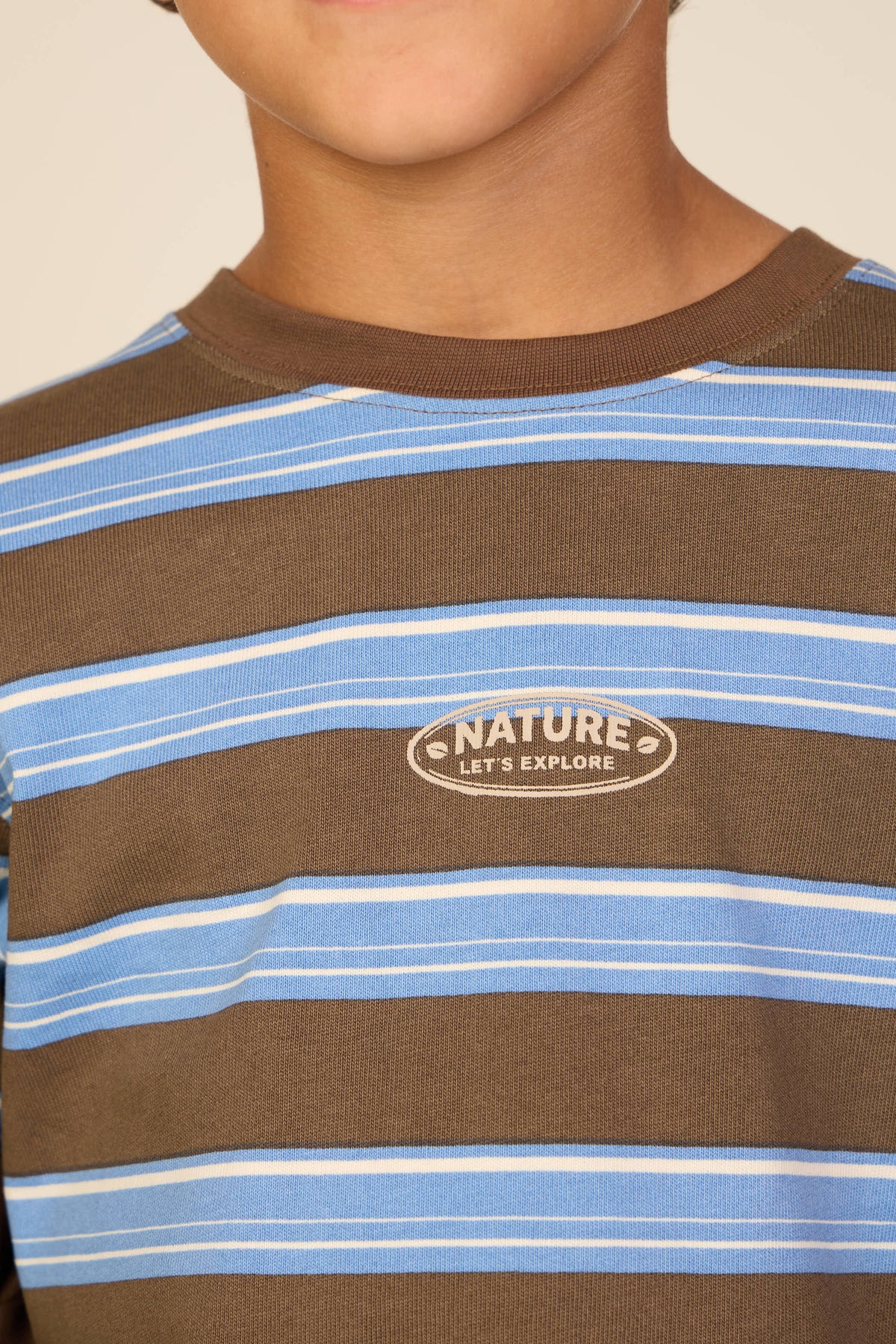 Striped Long-Sleeve T-Shirt - Tween - Brown /Blue | 101700 Hugo