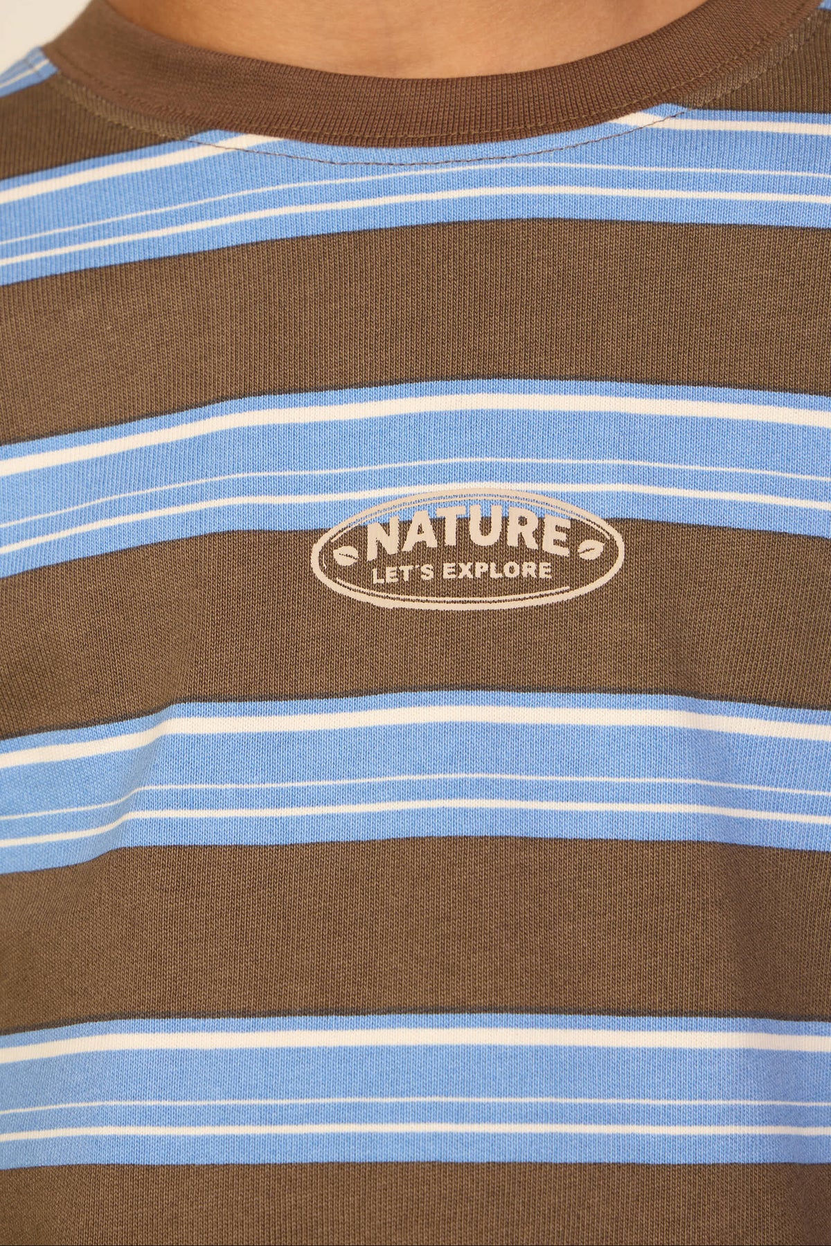 Striped Long-Sleeve T-Shirt - Kids - Brown /Blue | 101699 Hugo