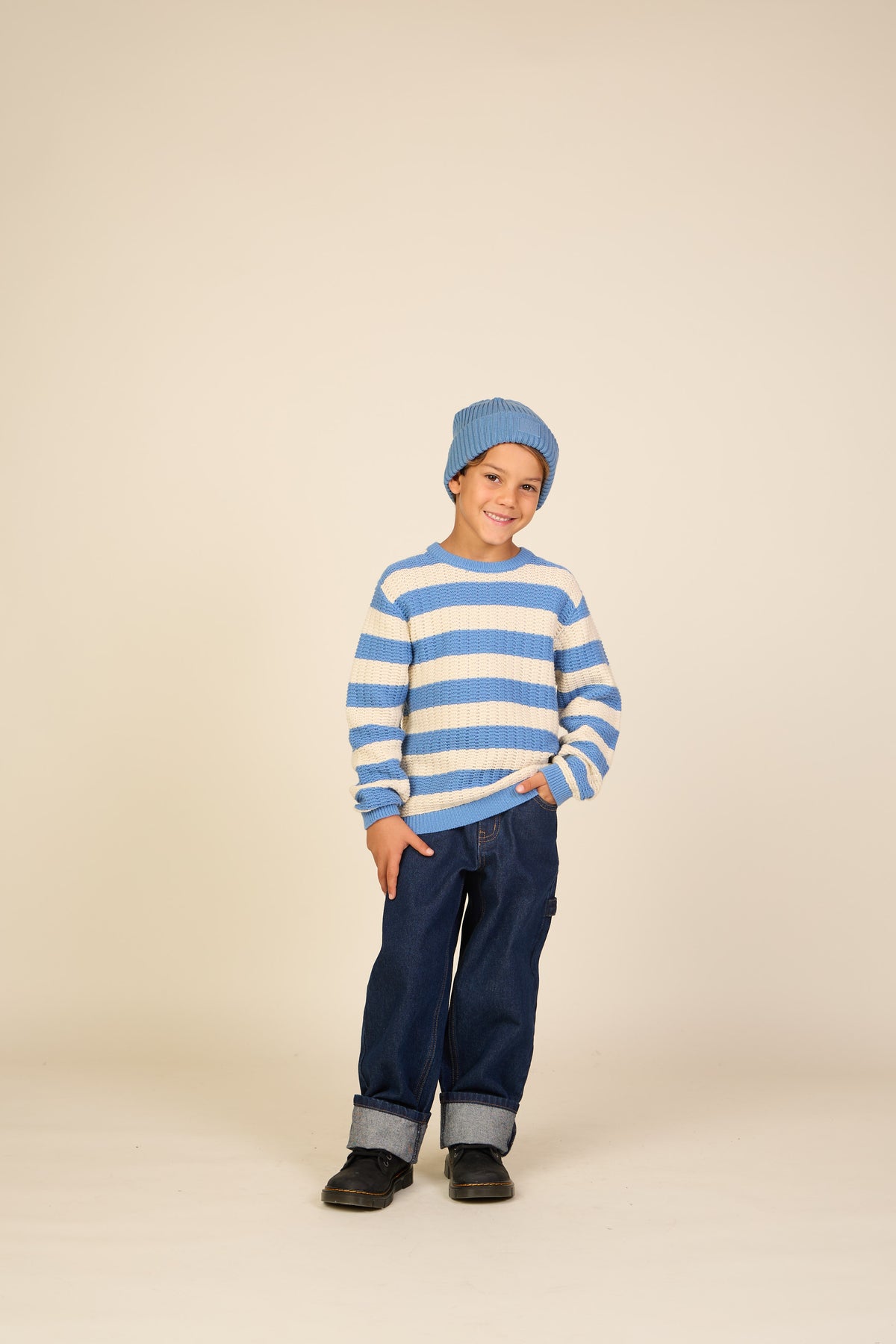 Knit Striped - Tween - Dusty Blue / Offwhite | 101284 Brady