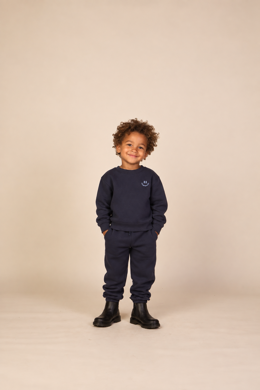 Smiley Crew Neck Sweatshirt - Kids - Navy | 101573 Andrew