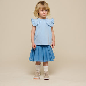 Frill Jersey Top - Kids - Powder Blue | 101267 Selma