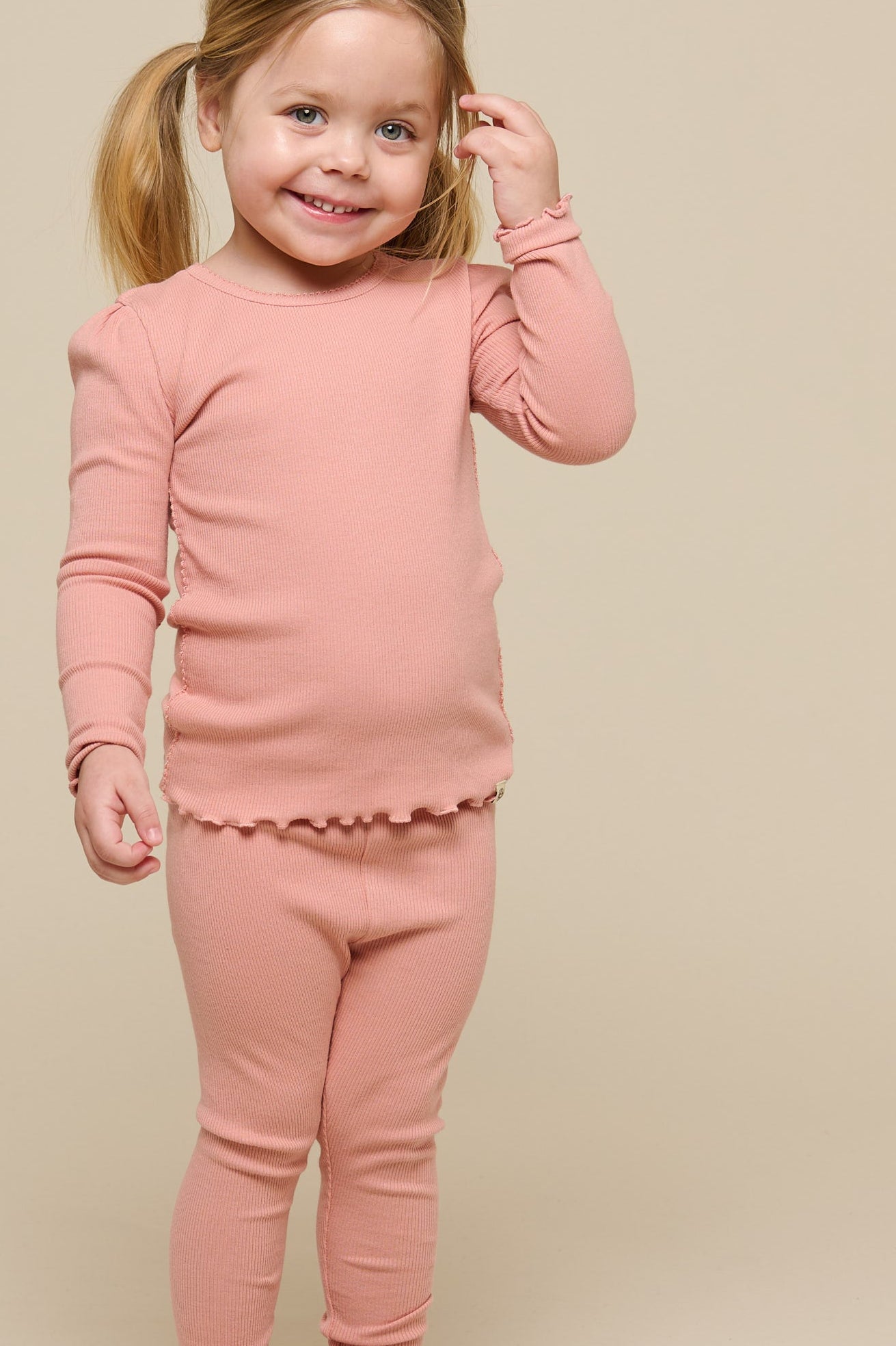 Modal Rib Leggings - Kids - Rose Tan | 101322 Lottie