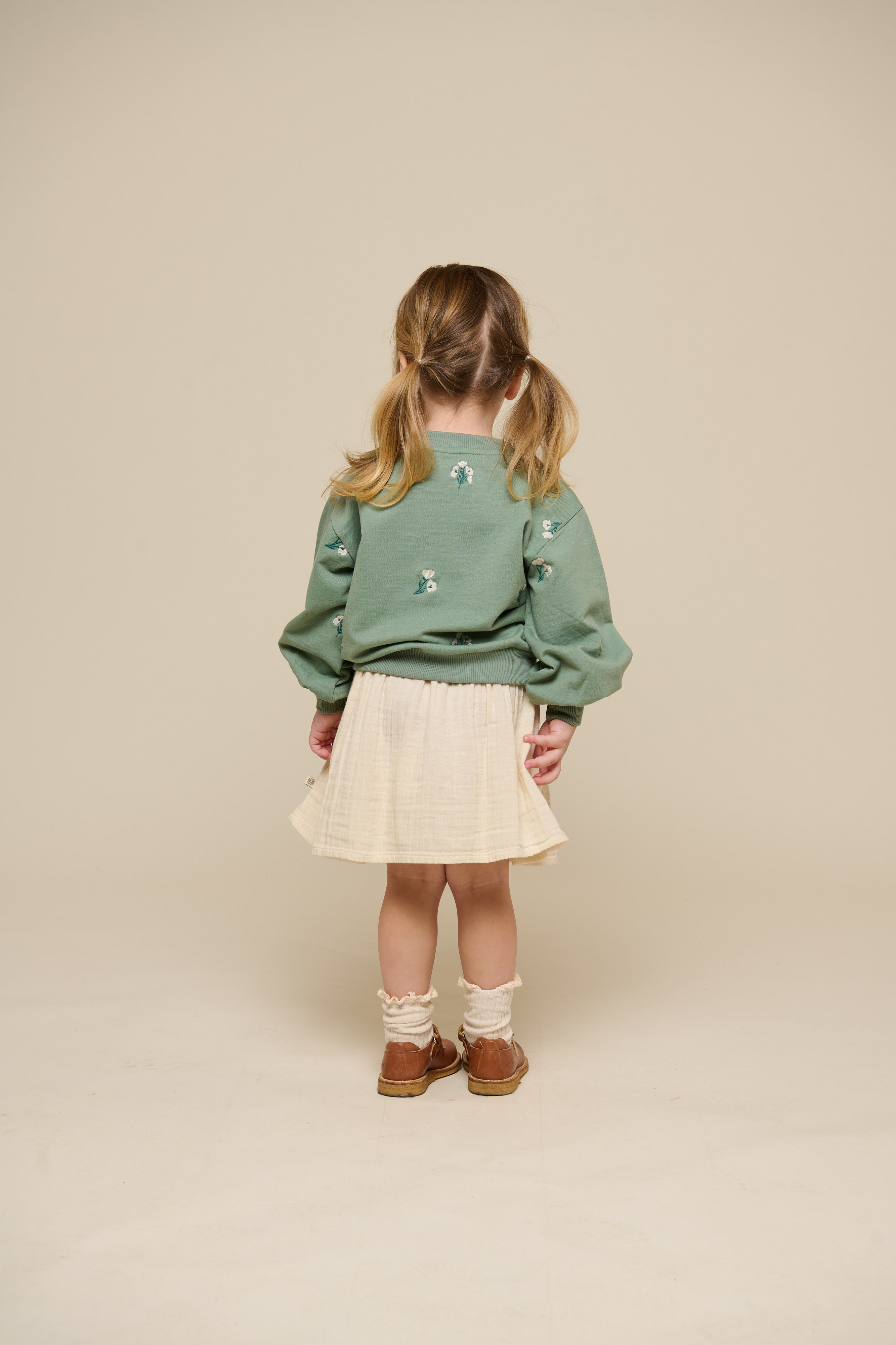Embroidered Crewneck Sweatshirt - Kids - Dusty Green | 101211 Kimber
