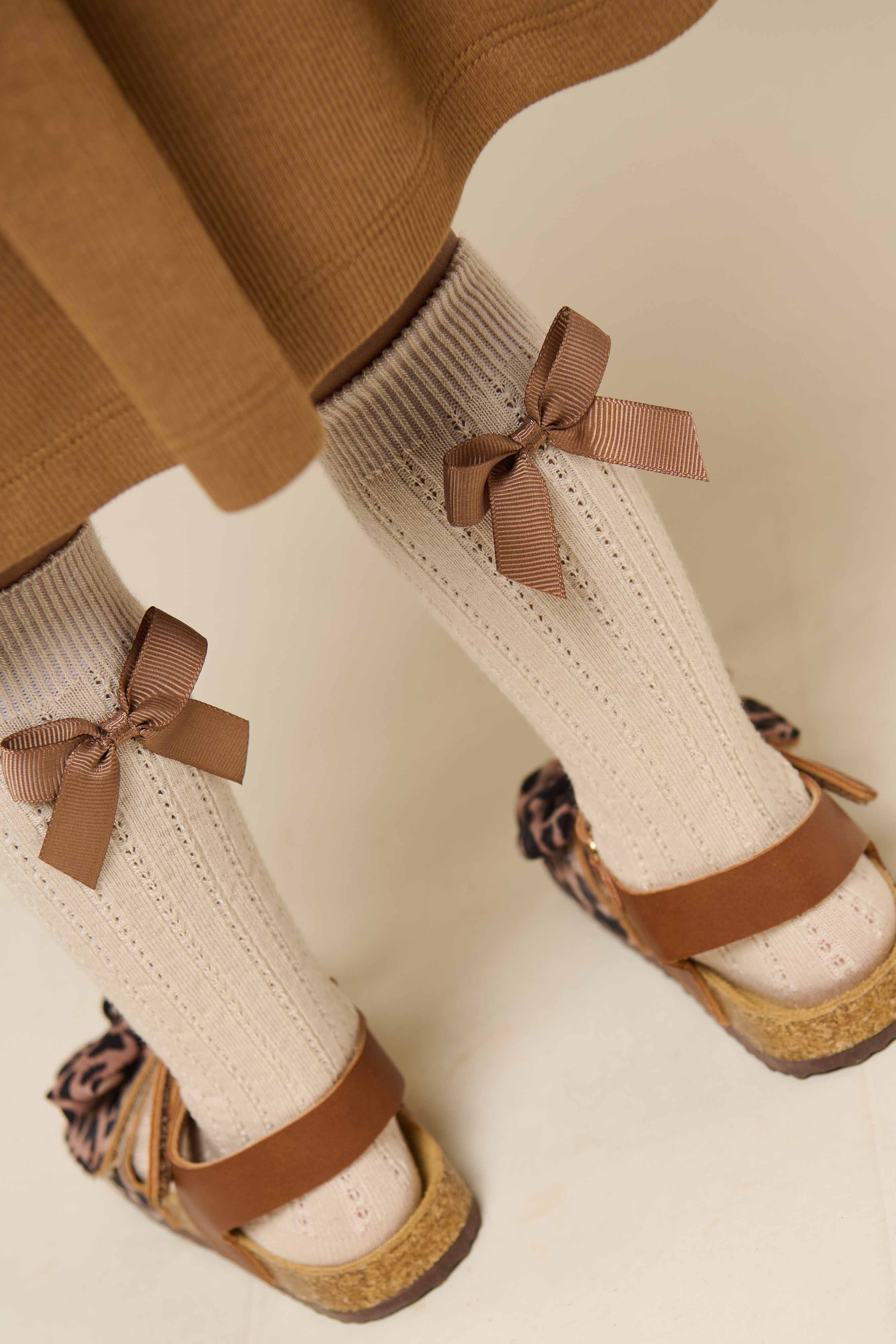 MP Knee Socks with Bow - Kids - Light Beige | 101381 MP Liva