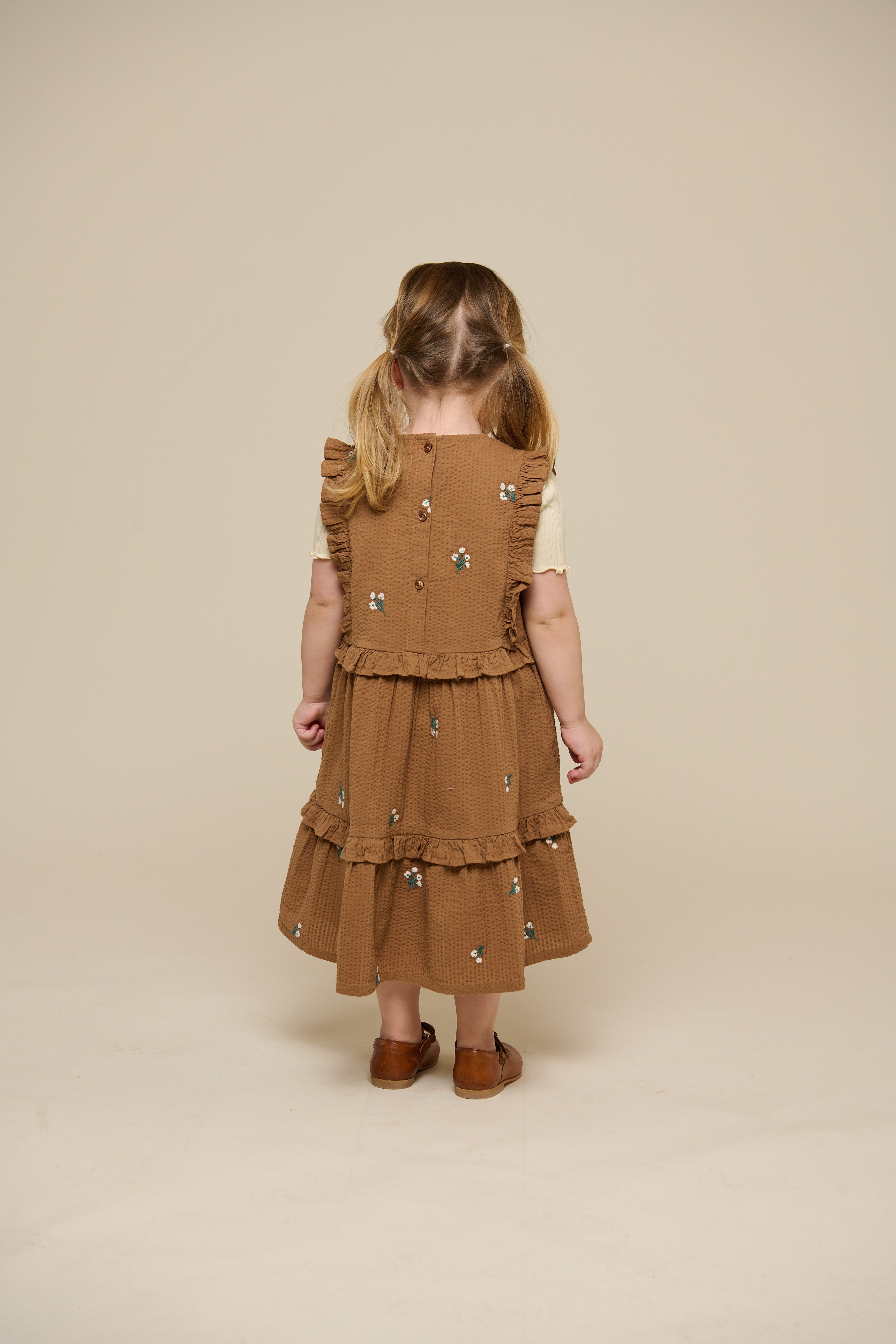 Embroidered Seersucker Dress - Kids - Coconut | 100978 Nora