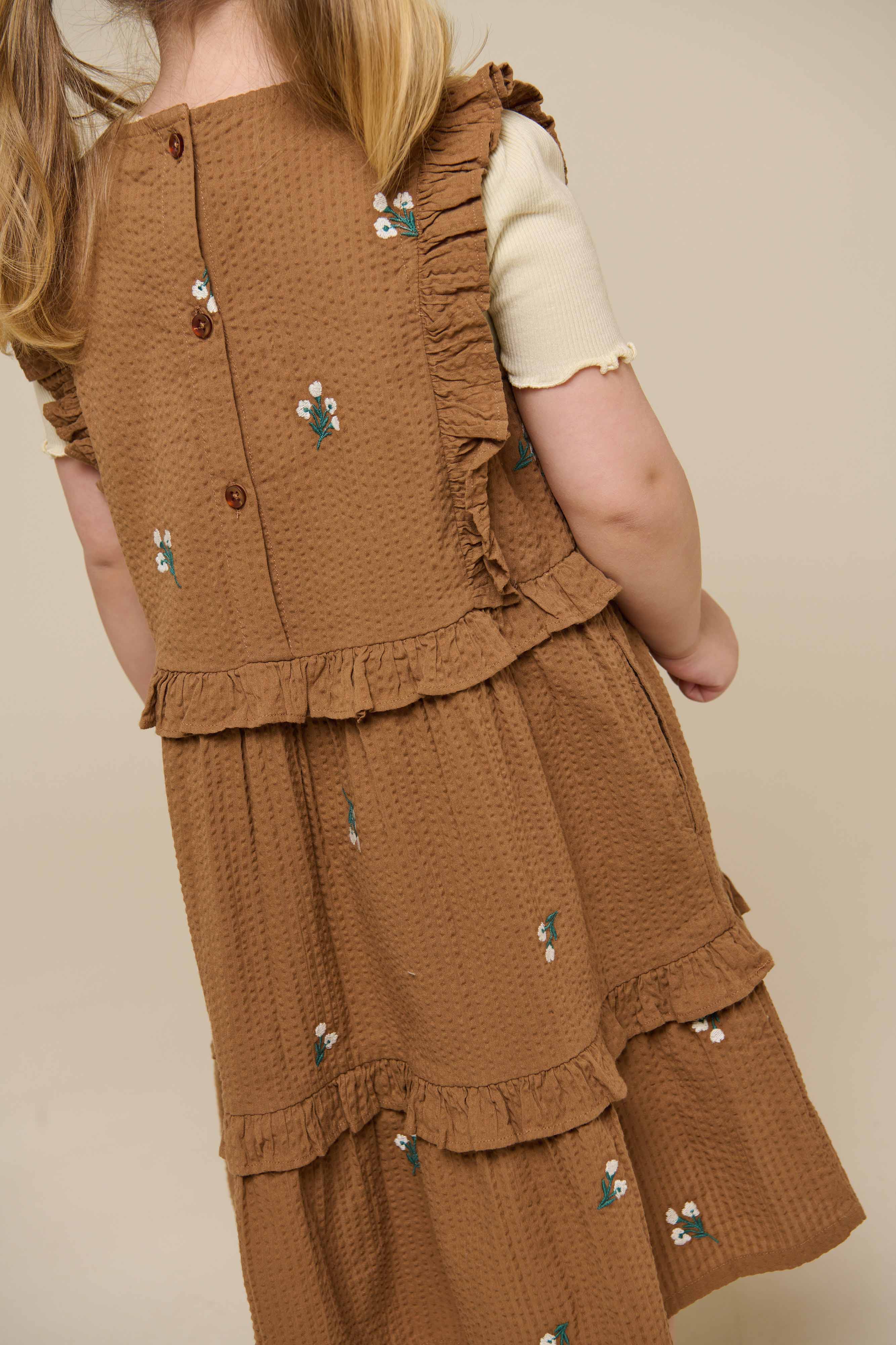 Embroidered Seersucker Dress - Kids - Coconut | 100978 Nora