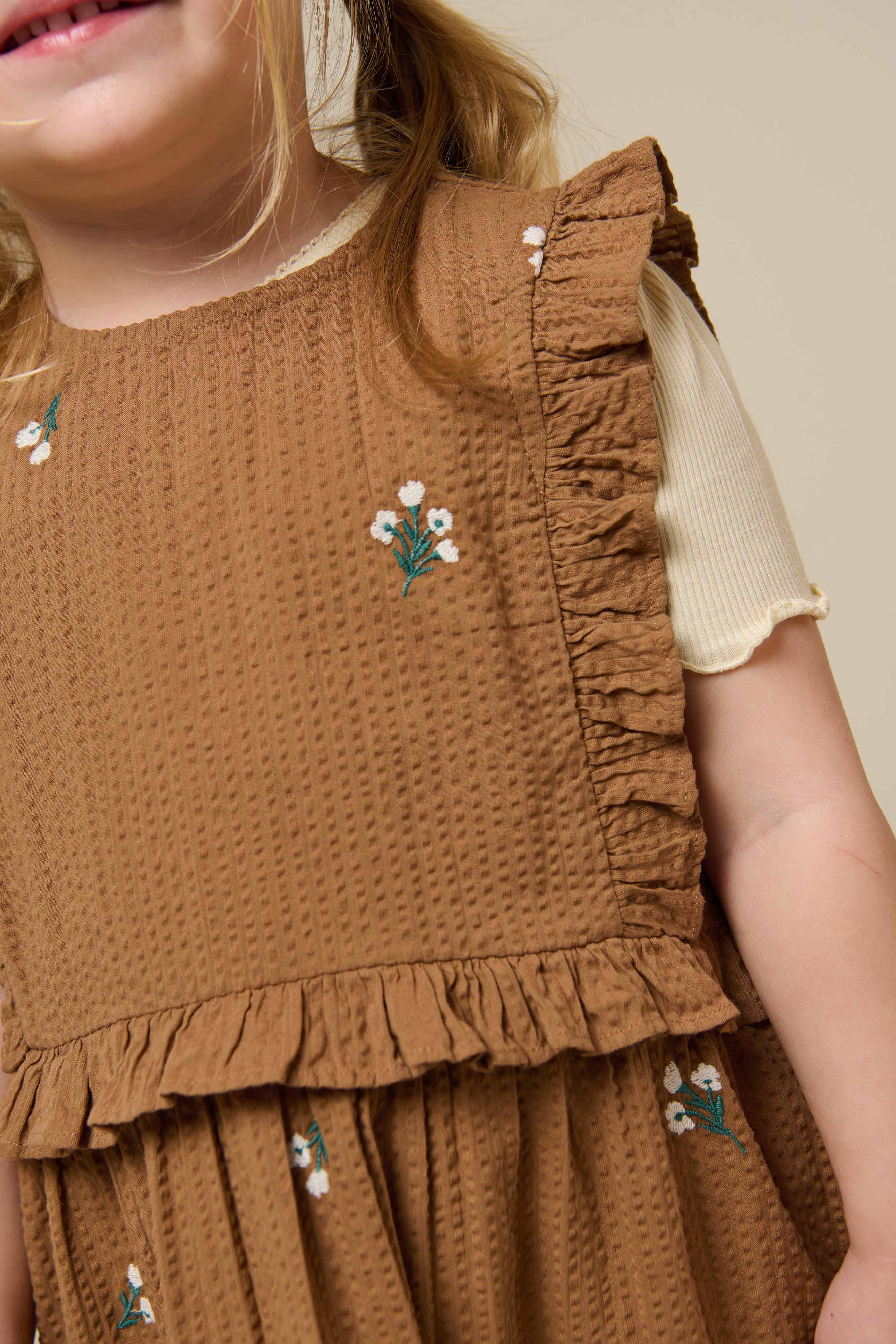Embroidered Seersucker Dress - Kids - Coconut | 100978 Nora