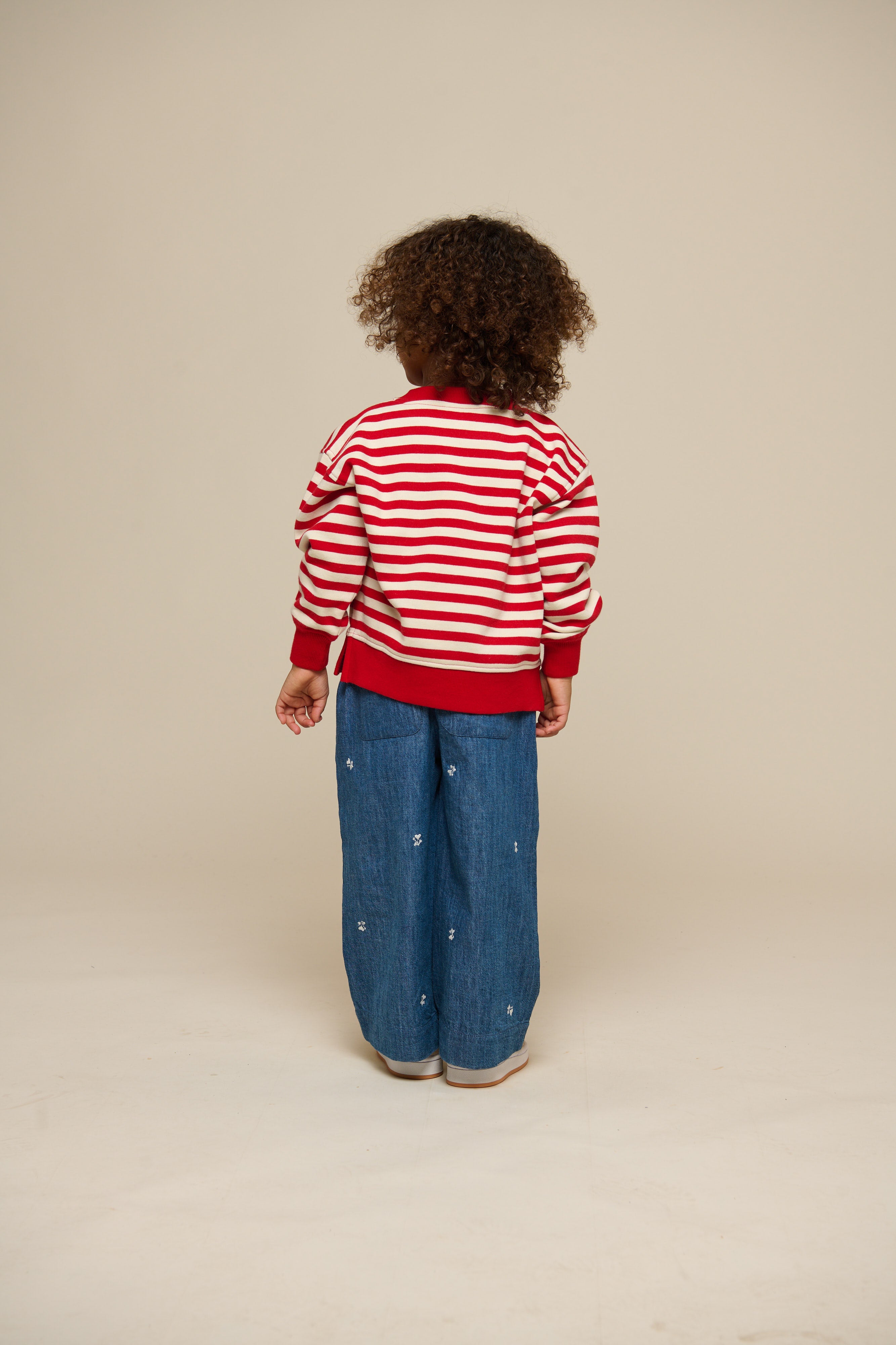 Striped Crewneck Sweatshirt - Kids - Cherry Red Stripe | 101342 Daniella