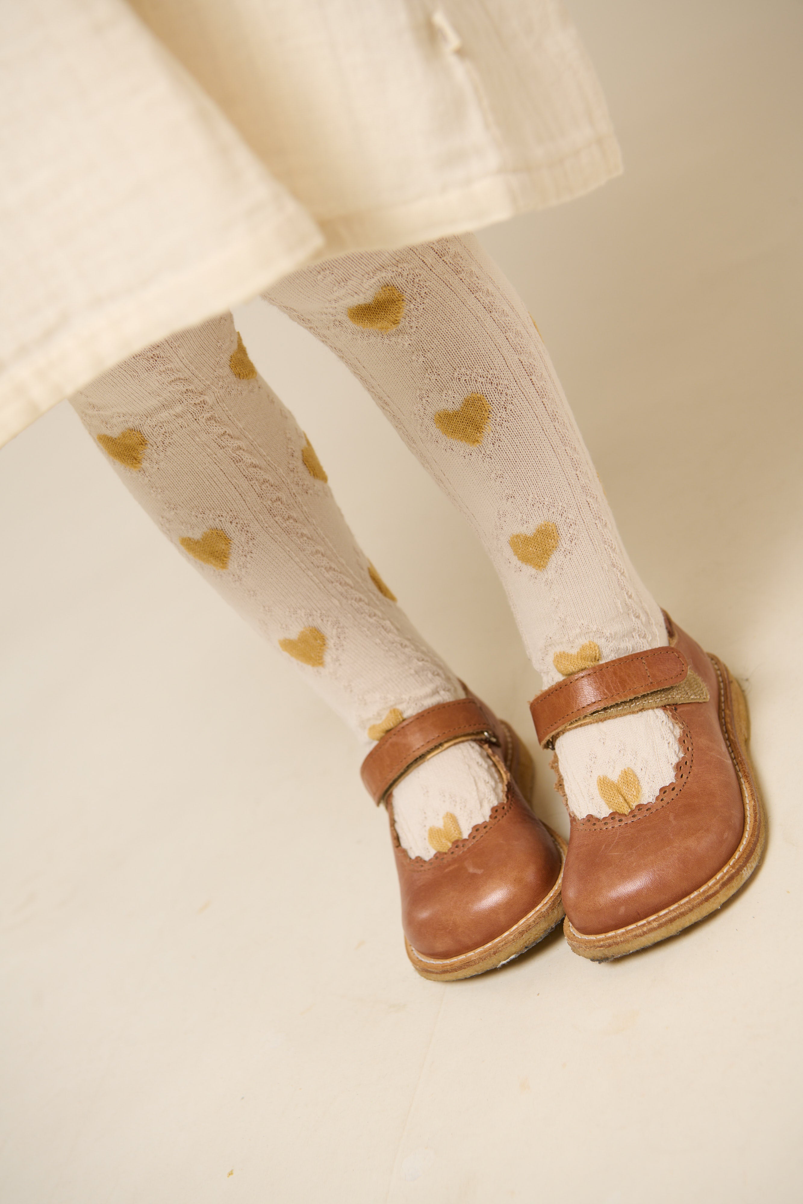 MP Heart Tights - Kids - Offwhite/Yellow | 101376 MP Alvilda tights