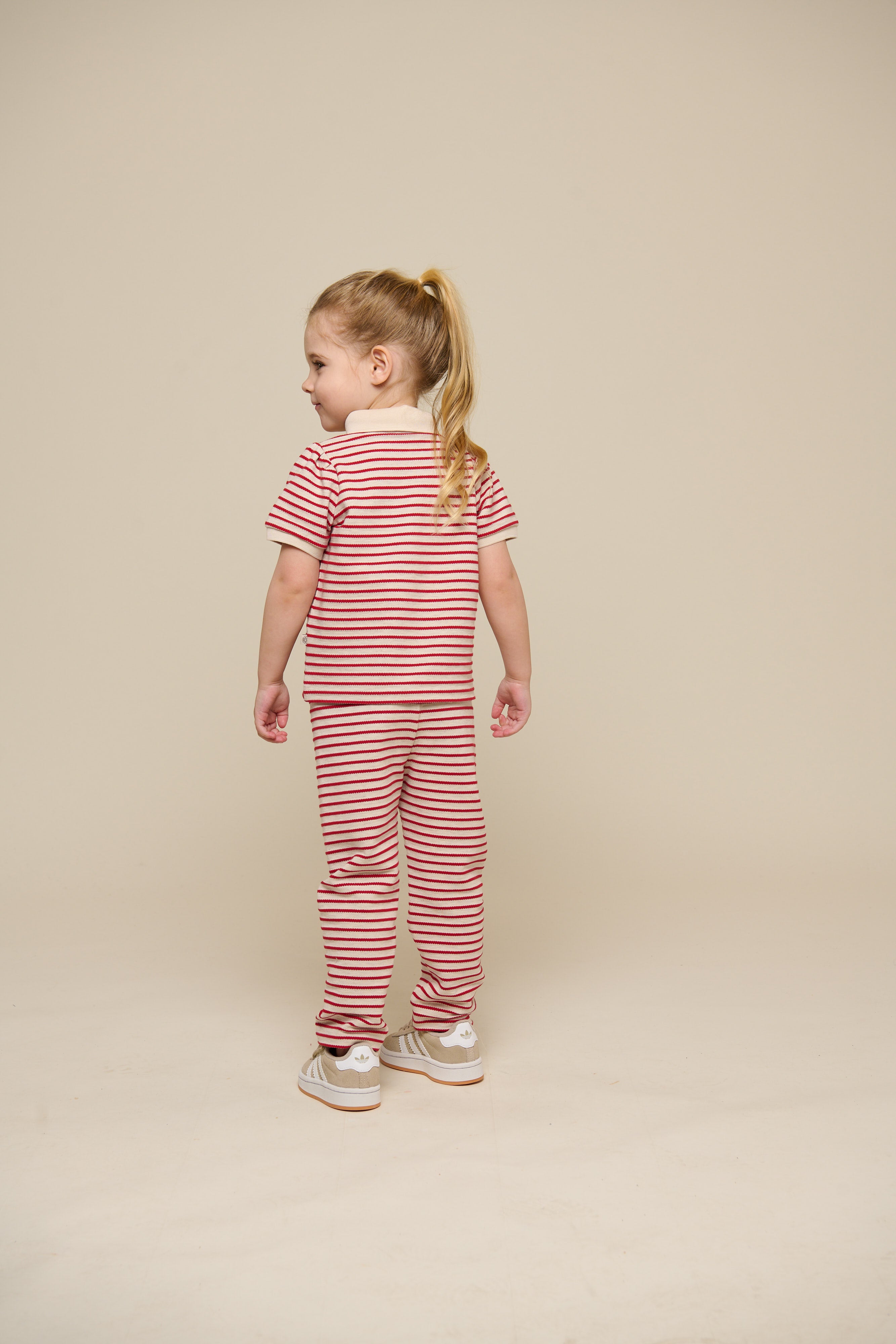 Striped Jersey Trousers - Kids - Cherry Red | 100999 Emmie