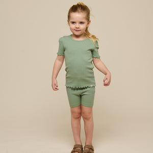 Modal Rib T-shirt - Kids - Dusty Green | 101302 Lottie