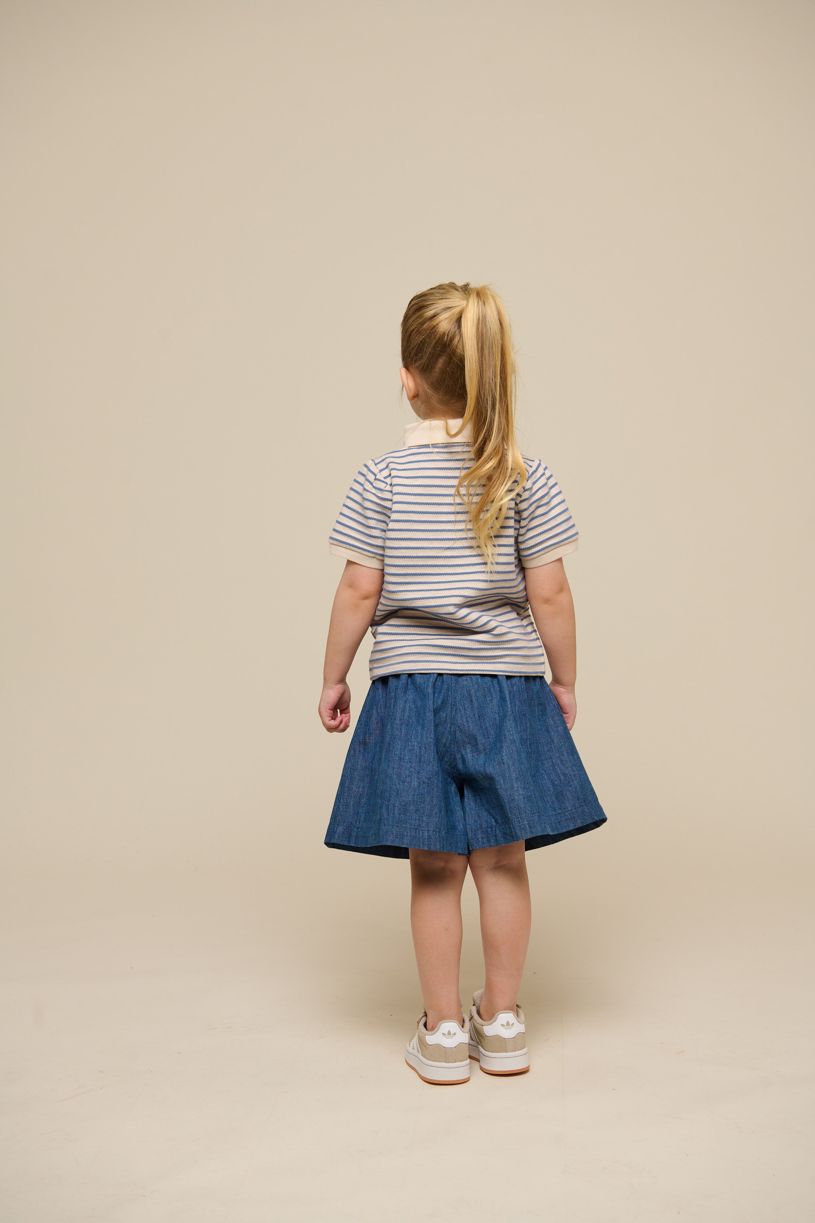 Flared Light Denim Shorts - Kids - Blue Denim | 101053 Isabella