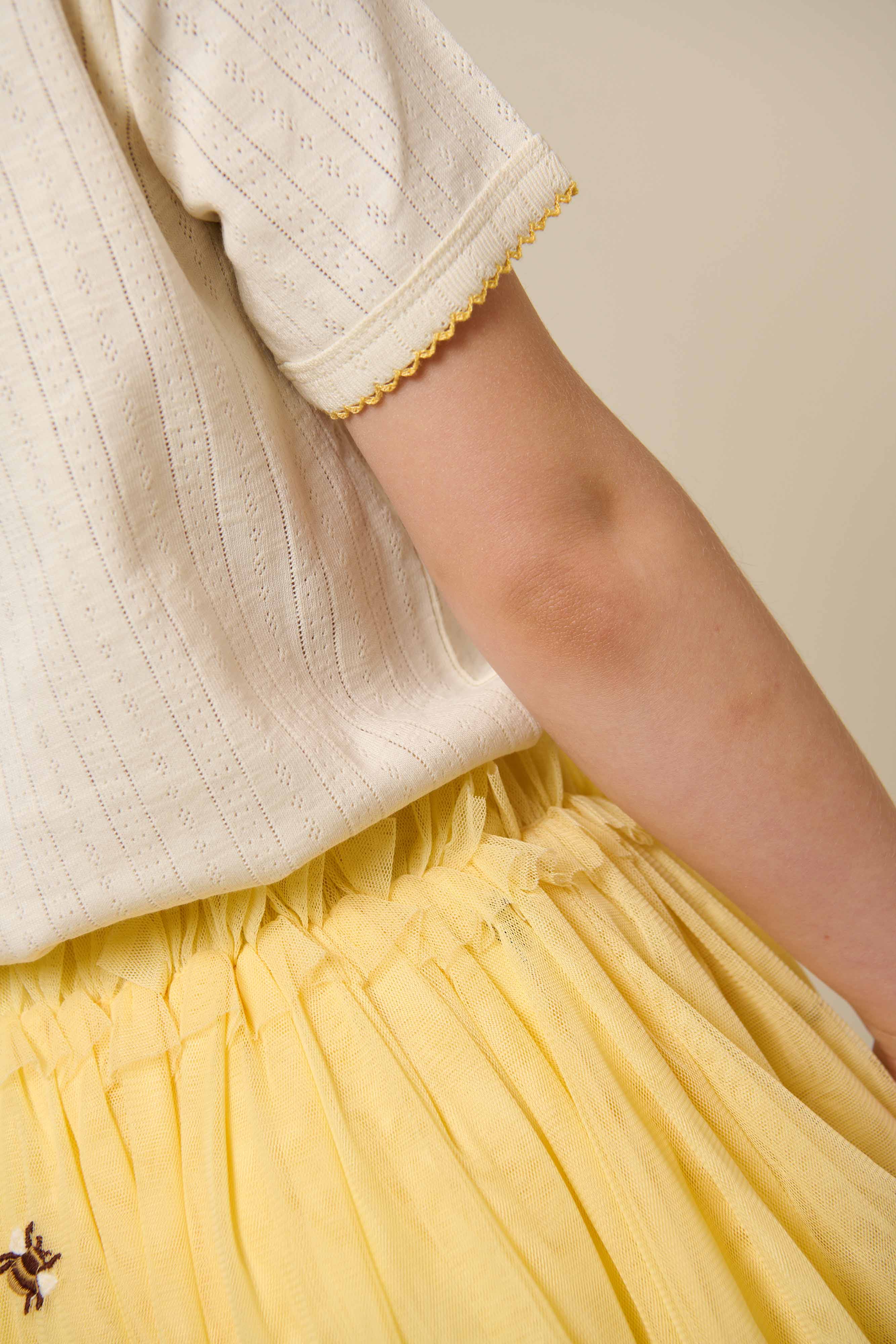 Pointelle t-shirt with contrast picot - Tween - Off White | 101290 Drew