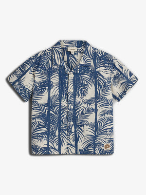 Linen Tropical Shirt - Blue | 100110 Mateo