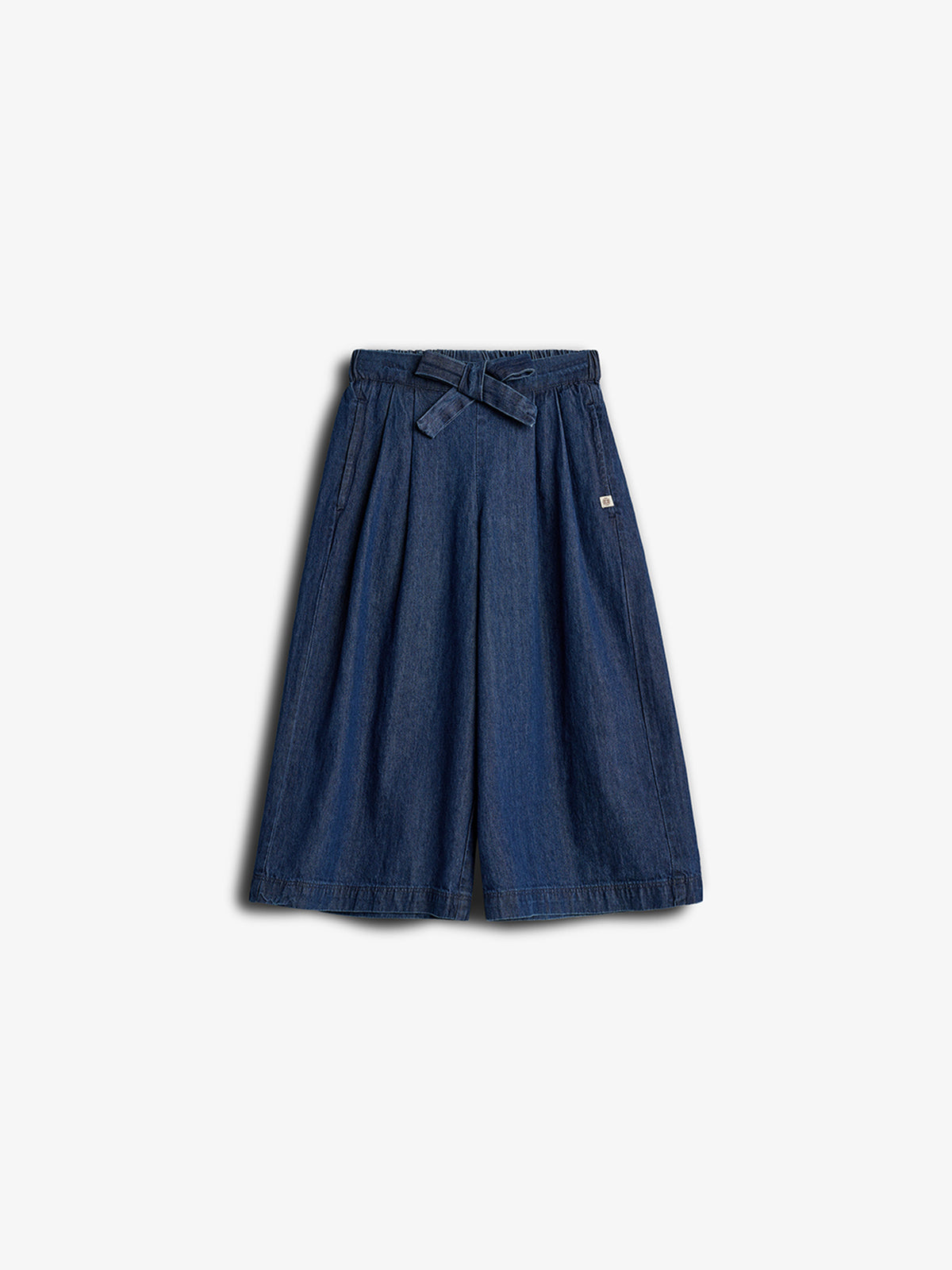 Denim Wide-leg Cropped Trousers - Kids - Dark Blue Denim | 100180 Debbie