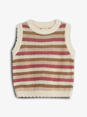 Striped Open-knit Top - Tween - Rose | 100393 Mary