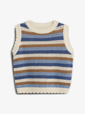 Striped Open-knit Top - Tween - Blue | 100394 Mary