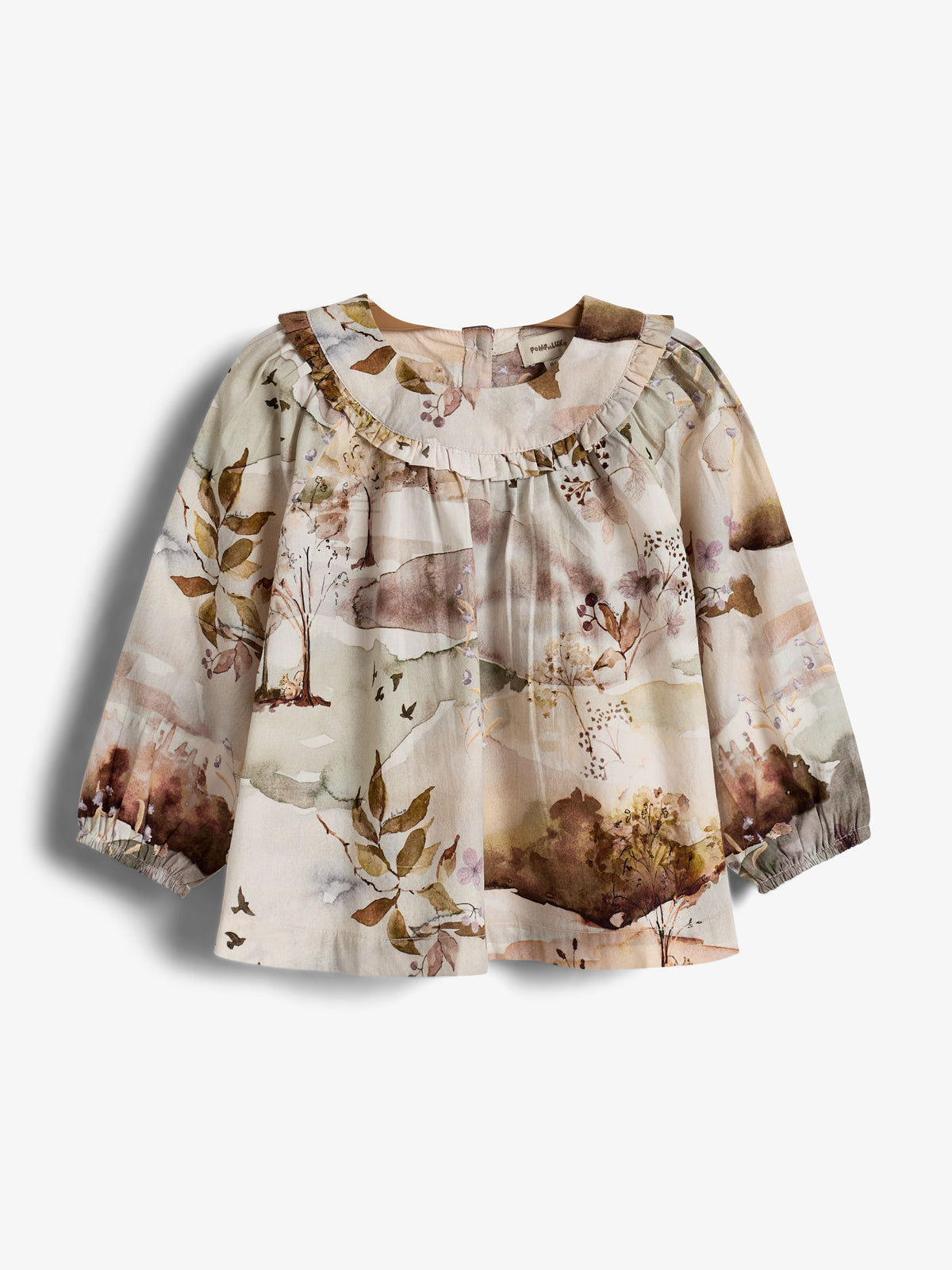 Poplin Blouse w. Scenic Print - Little - Moonlight/Purple