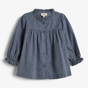 Cotton Tunic w. Micro Dots - Little - Dusty Blue