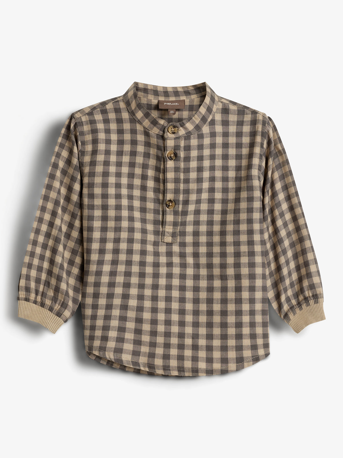 Gingham Cotton Shirt - Little - Grey/Beige