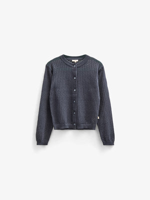 Cotton Pointelle Cardigan - Kids - Navy | 100687 Esme