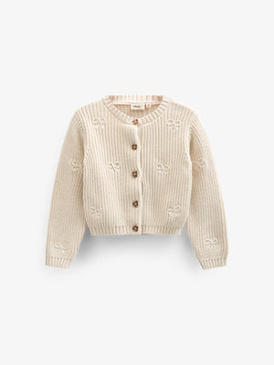 Cotton Knit Cardigan with Bows - Tween - Nature | 100791 Freya