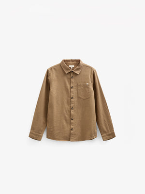 Herringbone Woven Cotton Shirt - Tween - Light Brown | 100804 Edward