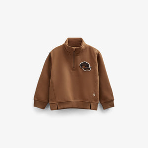 Half Zip Sweatshirt - Kids - Coffee | 100808 Tristan
