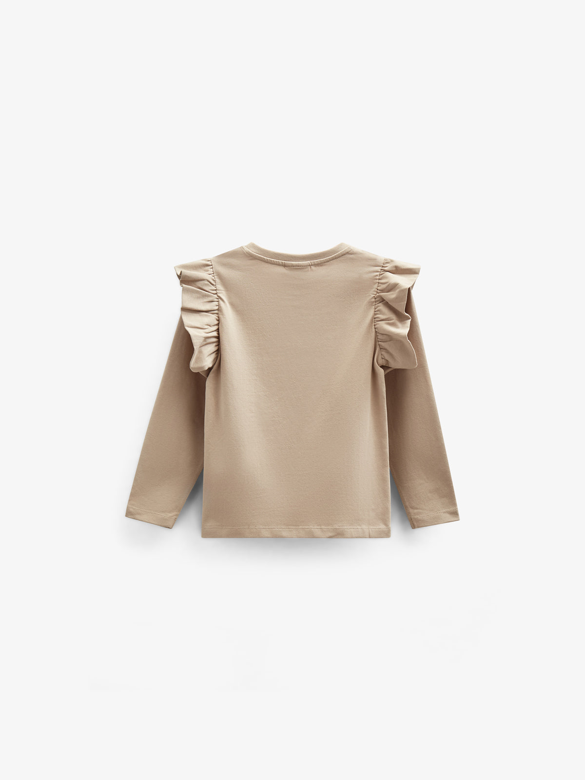 Frill Sleeve Jersey Blouse with Front print - Tween - Caffe Latte | 100843 Demi
