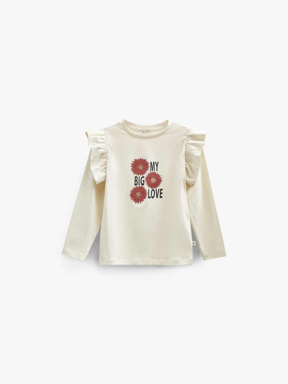 Frill Sleeve Jersey Blouse with Front print - Tween - Off White | 100845 Demi