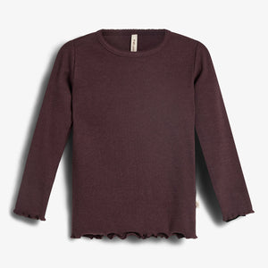 Basic Modal Long Sleeve Rib T-shirt - Little - Dark Purple