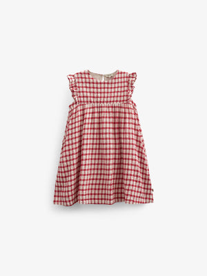 Checked Cotton Dress - Kids - Cherry Red | 100904 Bonnie