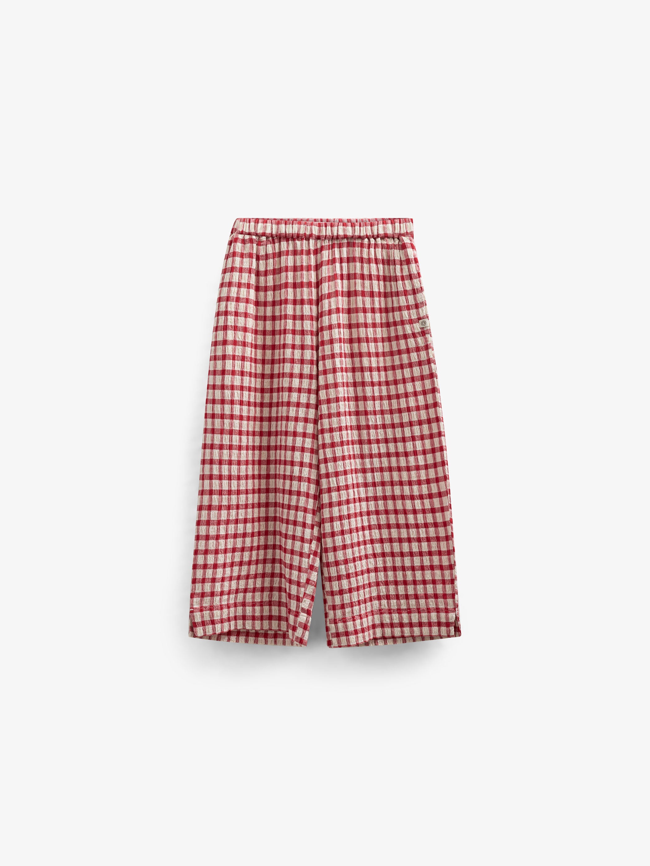 Checked Cotton Trousers - Kids - Cherry Red | 100906 Bonnie