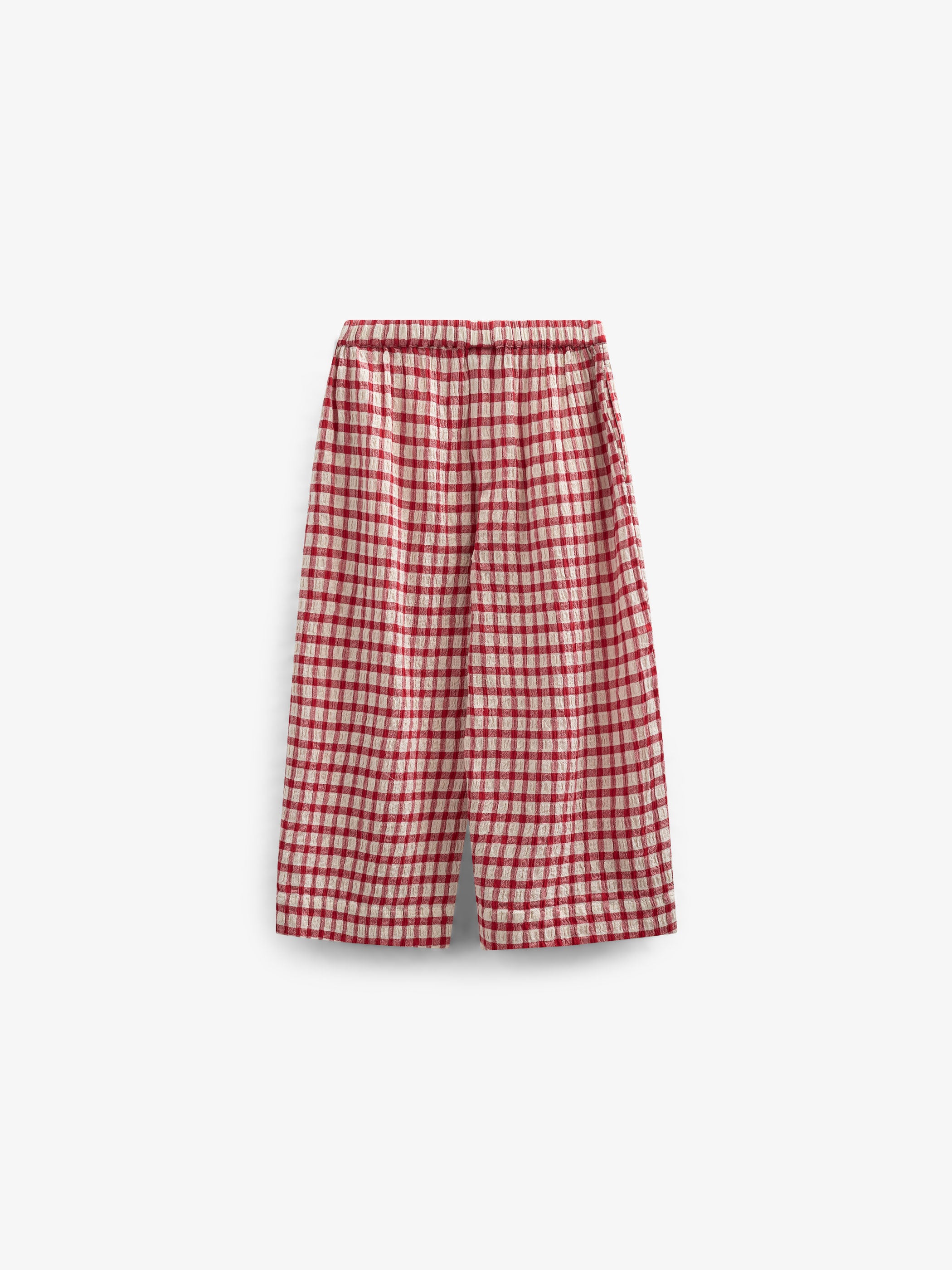 Checked Cotton Trousers - Kids - Cherry Red | 100906 Bonnie