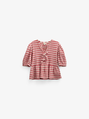 Checked Cotton Blouse - Kids - Cherry Red | 100908 Bonnie