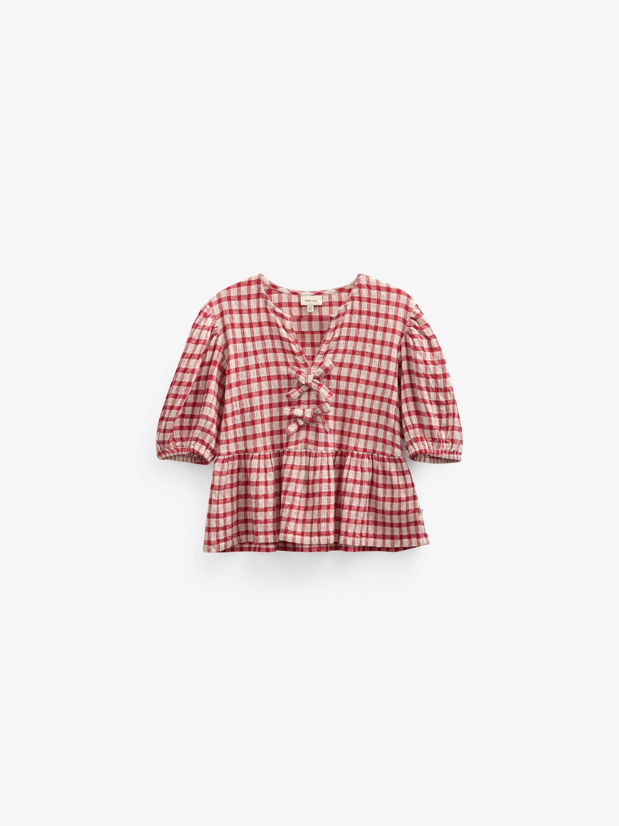 Checked Cotton Blouse - Kids - Cherry Red | 100908 Bonnie