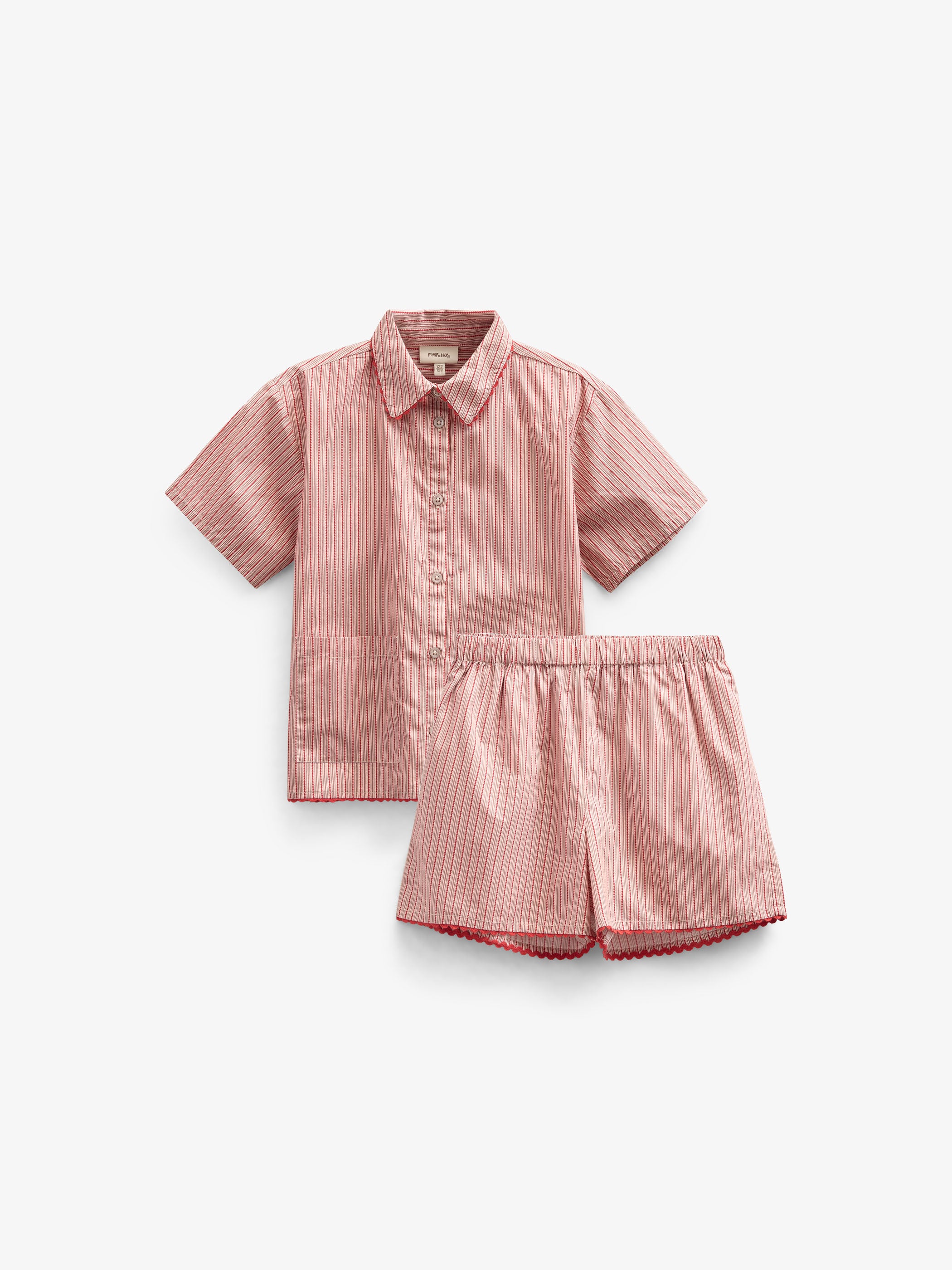 Striped Poplin Shirt and Shorts Set - Tween - Old Rose/Cherry Red | 100947 Olivia