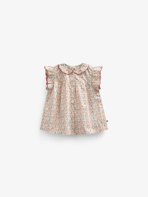 Flower Printed Poplin Frill Top - Tween - Rose | 100949 Poppy