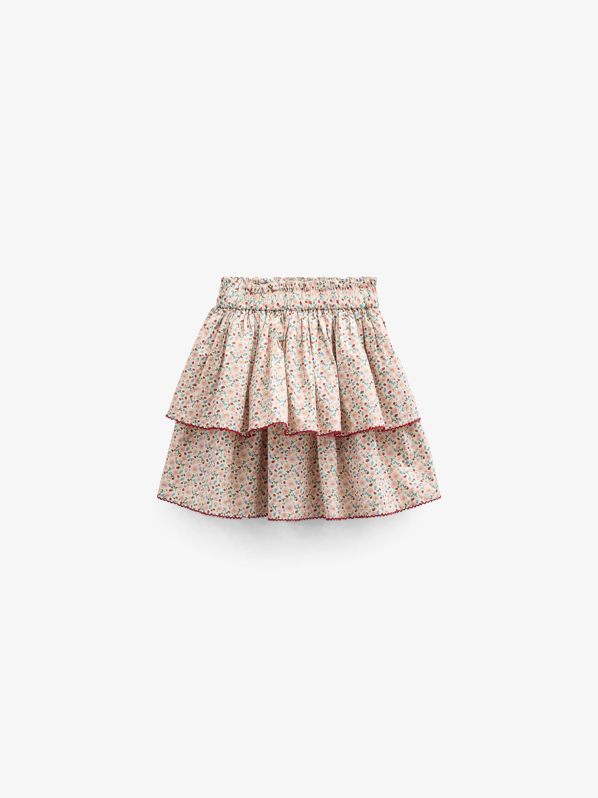 Flower Printed Poplin Frill Skirt - Kids - Rose | 100952 Poppy