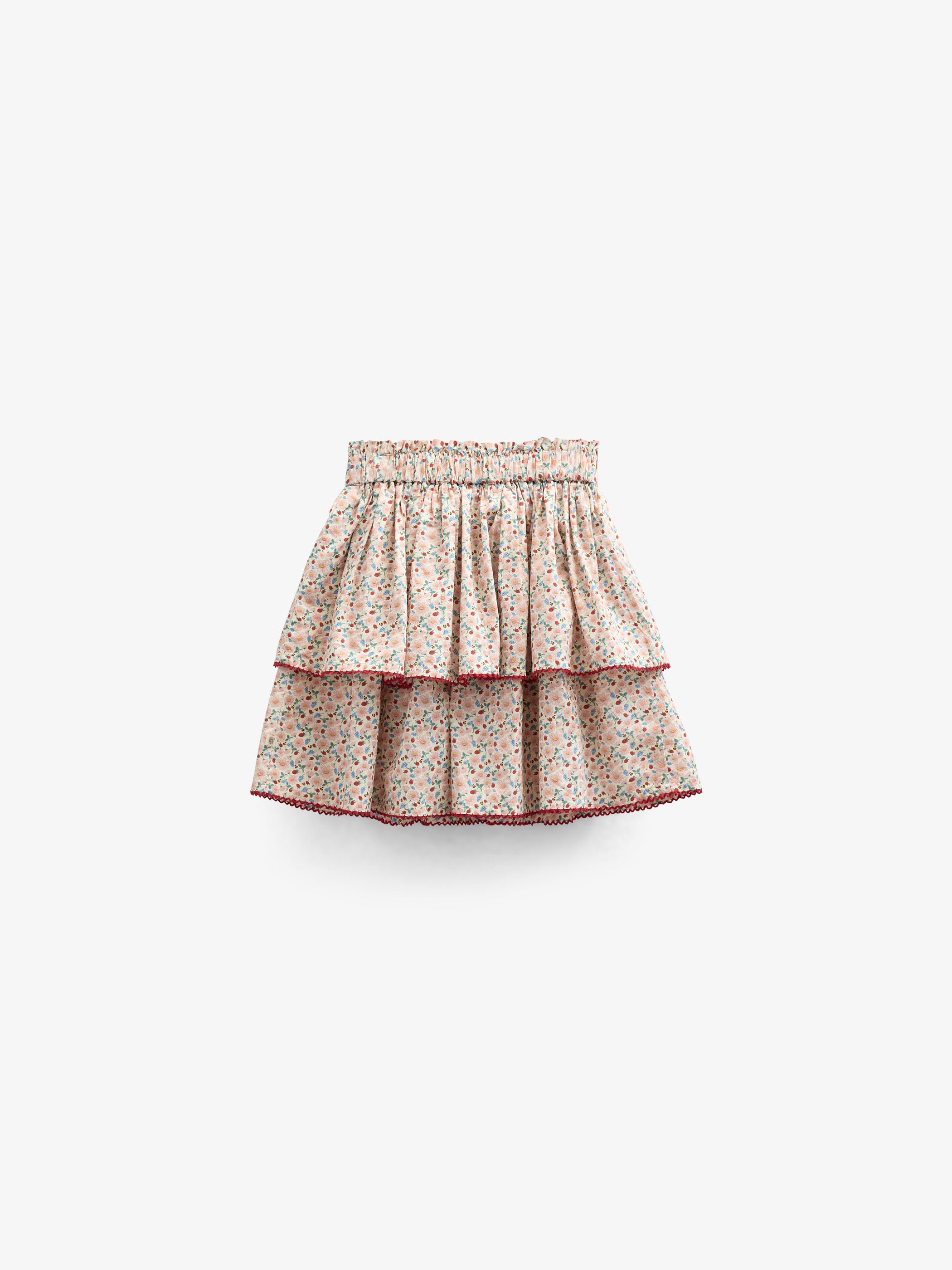 Flower Printed Poplin Frill Skirt - Tween - Rose | 100953 Poppy