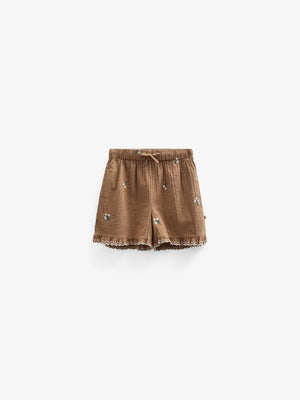 Embroidered Seersucker Shorts - Kids - Coconut | 100986 Nora