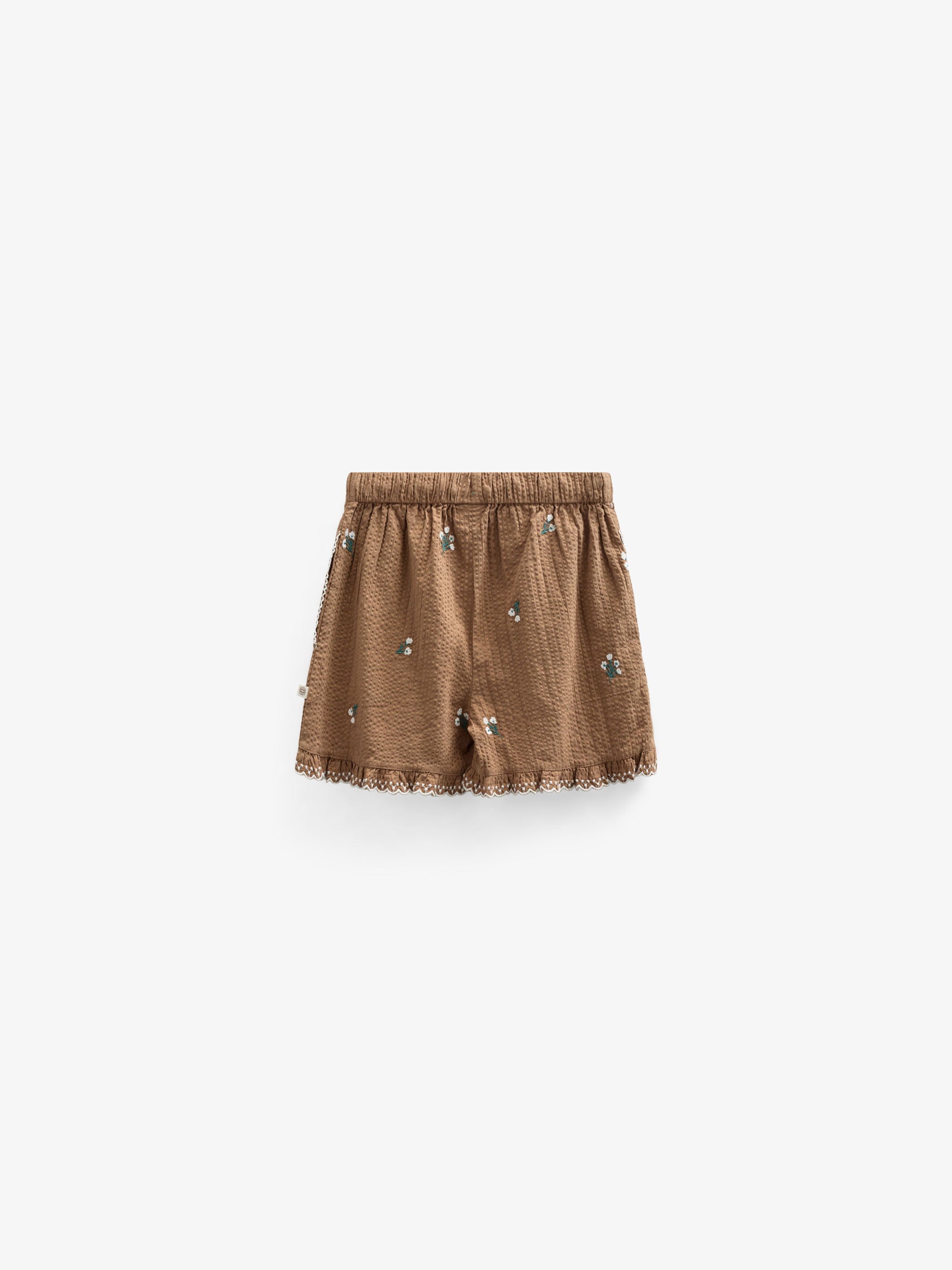 Embroidered Seersucker Shorts - Kids - Coconut | 100986 Nora