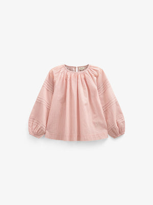 Long Sleeve Striped Blouse - Kids - Offwhite/Cherry Red | 100990 Willa