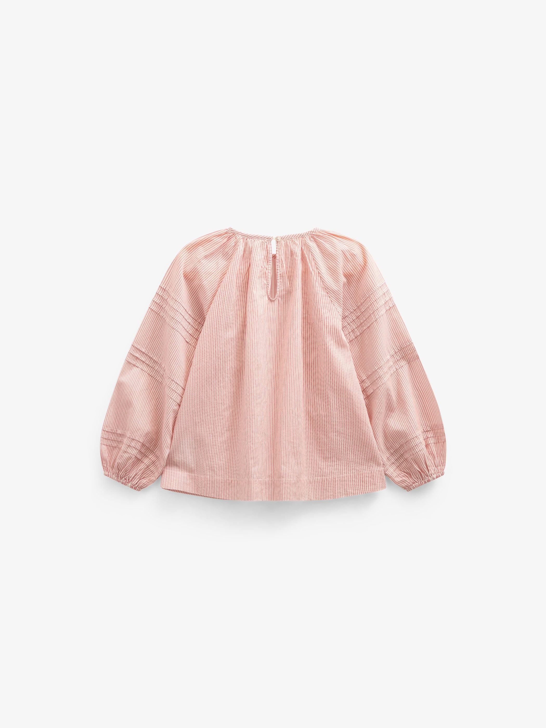 Long Sleeve Striped Blouse - Kids - Offwhite/Cherry Red | 100990 Willa